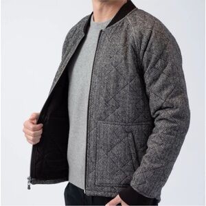 FRAME Herringbone Wool Blend Tweed Full Zip Bomber Jacket Medium NWT $495